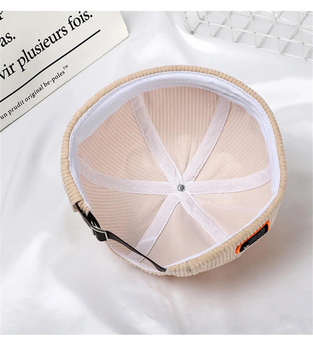 Unisex Corduroy Solid Color Brimless Caps for Men Women Streetwear Hip Hop Hats Retro Beanie Docker Caps Adjustable Dome Hats