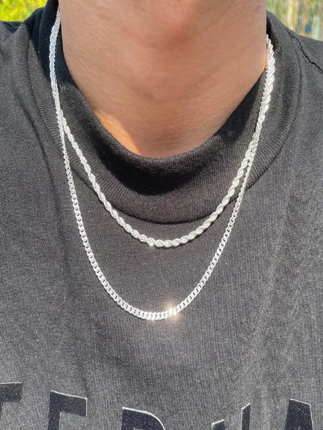 Two-Piece High-Quality Stainless Steel Double-Layer Men's Necklace, Street Style Hip-Hop Rap Necklace, Personalized Jewelry for Men, Chain Necklaces, Double Layered Jewelry