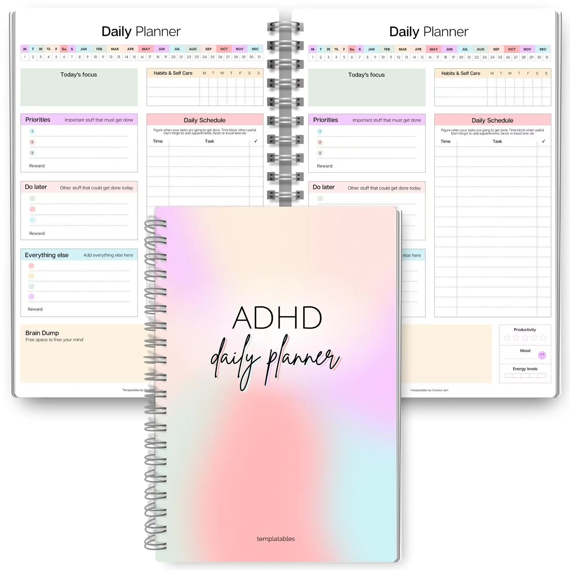 Adhd Daily Planner, Organize Your Day Efficiently, Perfect for Adhd Management, Essential Tool for Time Tracking & Task Planning