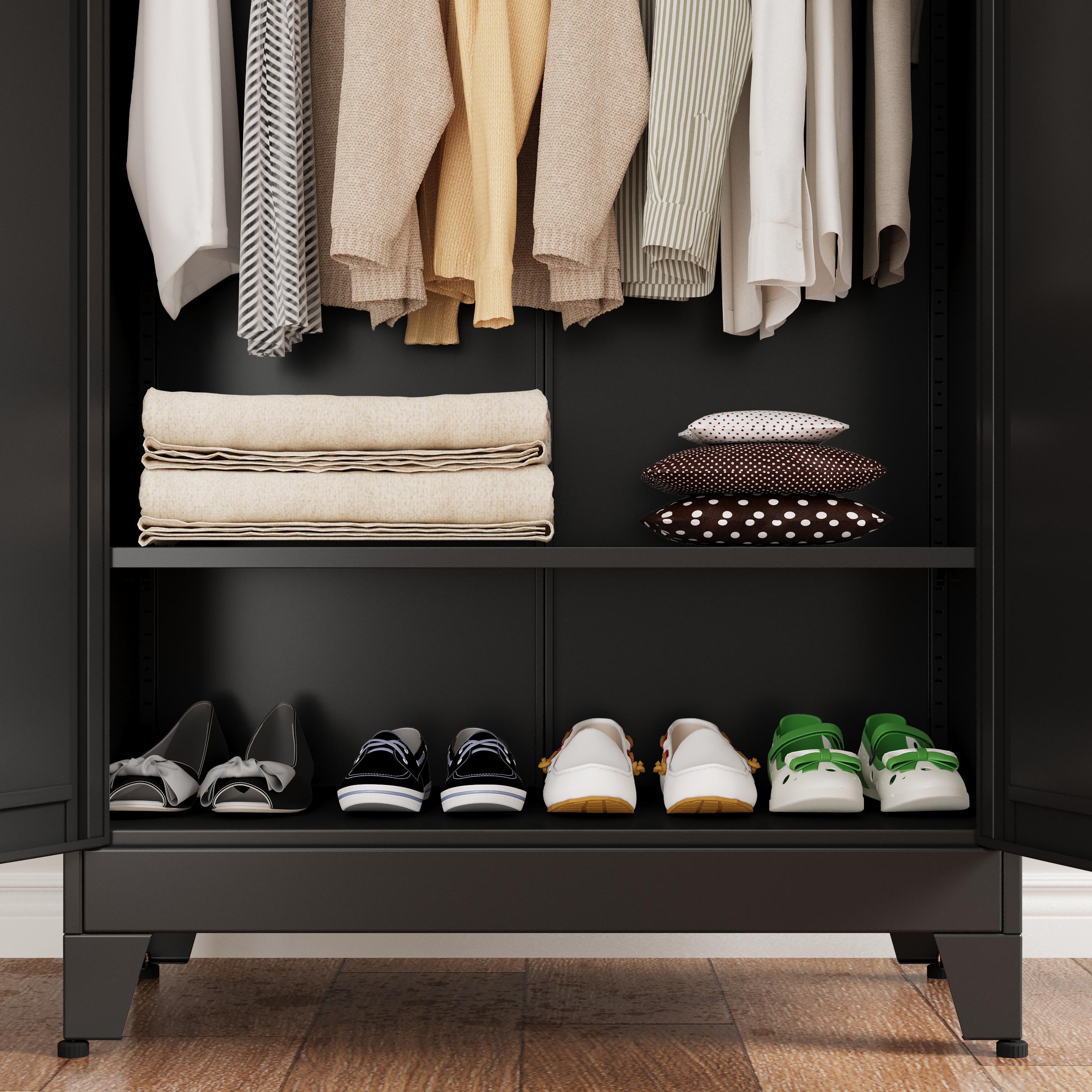 Metal Wardrobe Cabinet with Hanging Rod, 71" Metal Clothing Storage Cabinets with 2 Doors and Adjustable Shelves, White Armoire Wardrobe Closet for Bedroom, Laundry Room, Cloak Room mothersdaygift