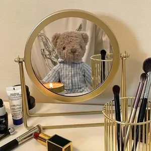 Round Decorative Makeup Mirror, 1 Count Rotatable Desktop Makeup Mirror, Makeup Tools for Women, Dressing Table Mirror, Cosmetic Mirror, Vanity Mirror, Vanity Tabletop Mirror, Standing Mirror