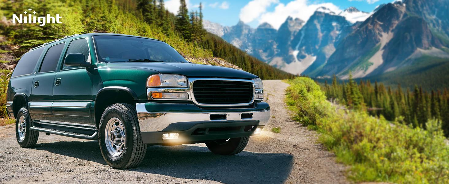 Nilight 1999 2000 2001 2002 GMC Sierra 1500 2500 2001 2002 Sierra 1500HD 2500HD 3500 2000 2001 2002 2003 2004 2005 2006 Yukon Fog Light Assembly