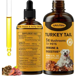 Turkey Tail Mushroom Pet Drops for Dogs - Supports Immune Digestive Joint Energy, Relieve Yeast & Itchy Skin, with Turmeric & Probiotic, Vet Formulated, 90 ML
