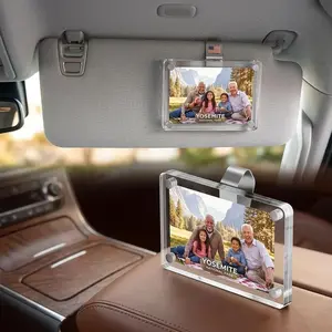 Clear Acrylic Magnetic Car Visor Photo Holder – Horizontal & Vertical Picture Frame Clip for Personal, Family, Pets, Travel Memories – Stylish Auto Decor Keepsake for Sun Visor