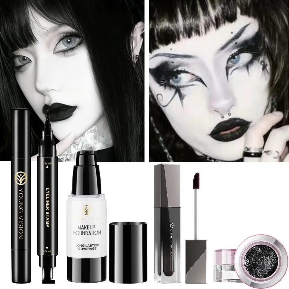 YOUNG VISION Halloween Full Face Makeup Set, Smooth Powder Foundation, Customizable Look, Ideal for Cosplay, Stage Use, Youth Vision Brand