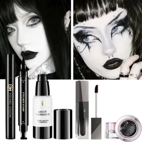 YOUNG VISION Halloween Full Face Makeup Set, Base Makeup Set, Smooth Powder Foundation, Customizable Look, Ideal for Cosplay, Stage Use, Youth Vision Brand
