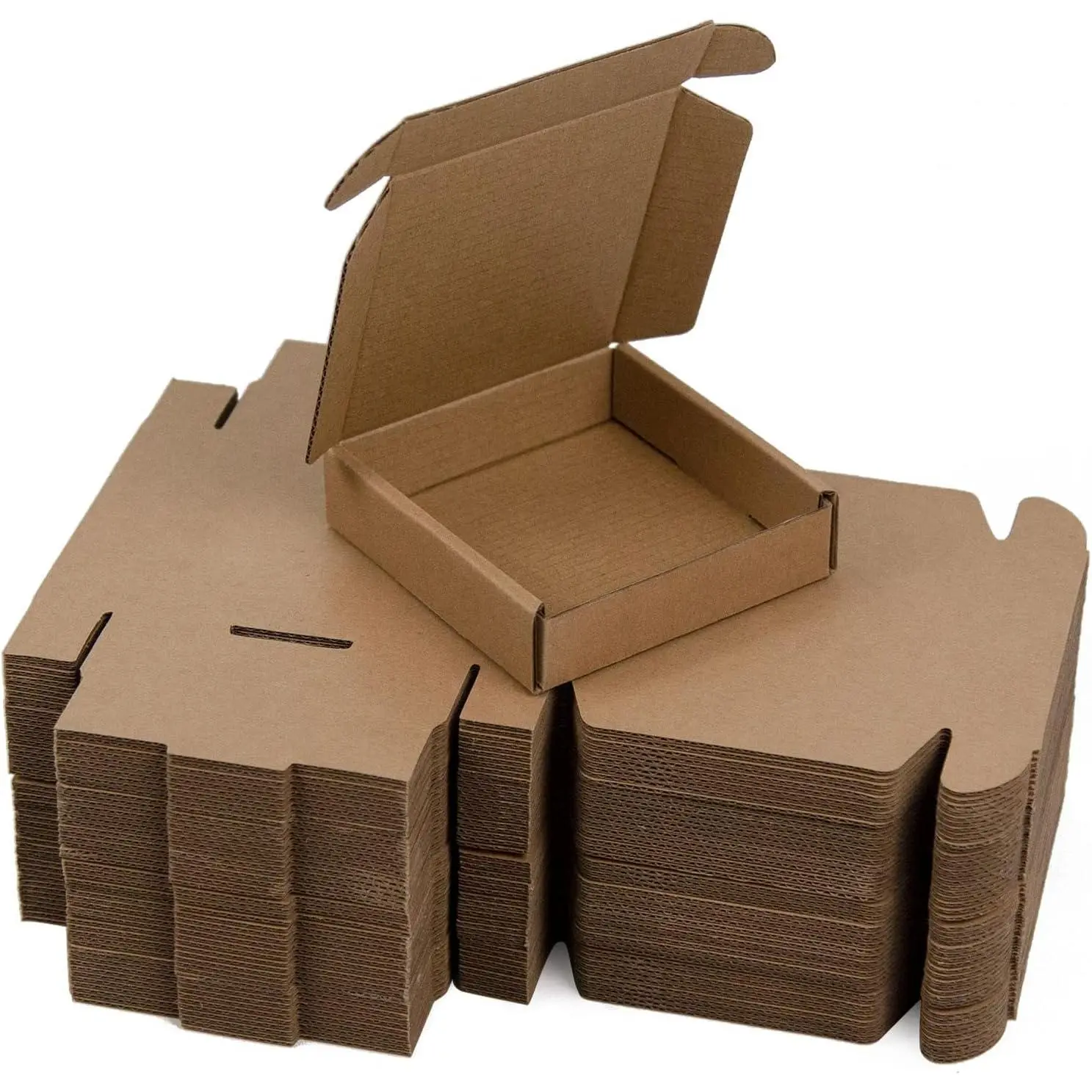 50 Pack 4x4x1 Inches Small Shipping Boxes, Brown Corrugated Cardboard Boxes, Moving Mailing Packing Box