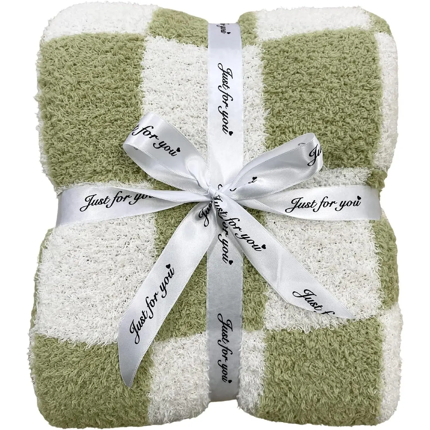 Ultra Soft Checkered Blanket Cozy Buffalo Check Throw  Knitted Reversible Throw Blanket Lightweight Fleece Checkerboard Grid Blanket for Sofa Couch Bed Travel, Sage Green, 51''x63''