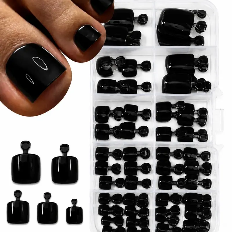 240pcs Glossy Fake Nails, Detachable Toe Nails, Press On Toenails, Toe Nail Press Ons, DIY Box Set, Trendy Style, High-End Simple Design, Perfect for Nail Art