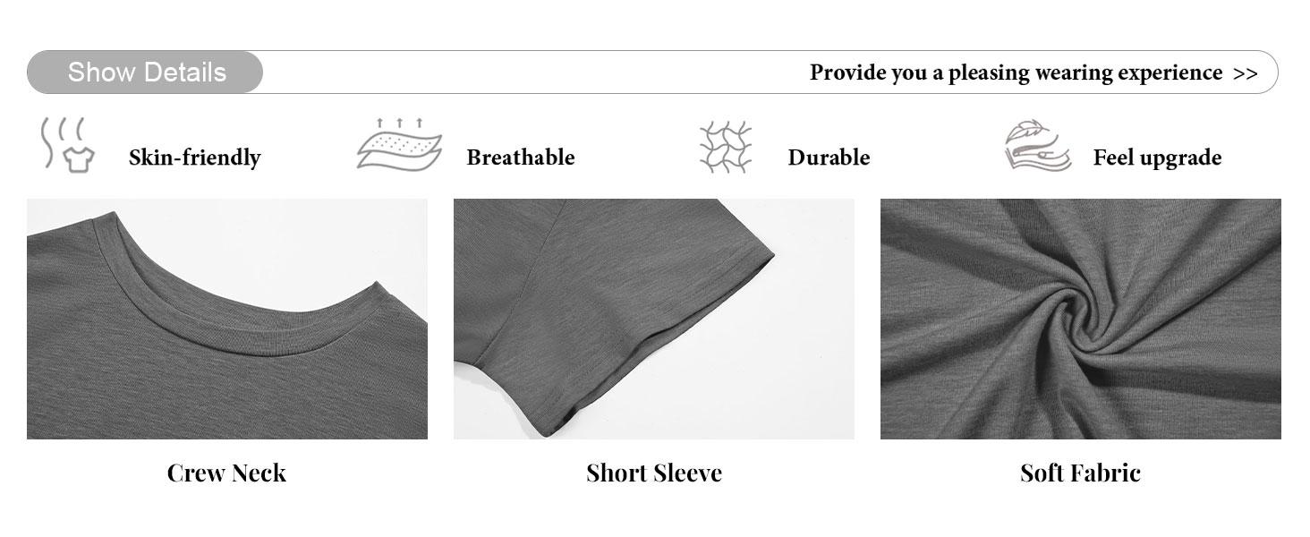 Fashare Women Short Sleeve Cropped T-Shirts Crew Neck Loose Crop Tops Summer Casual Drop Shoulder Basic Tees