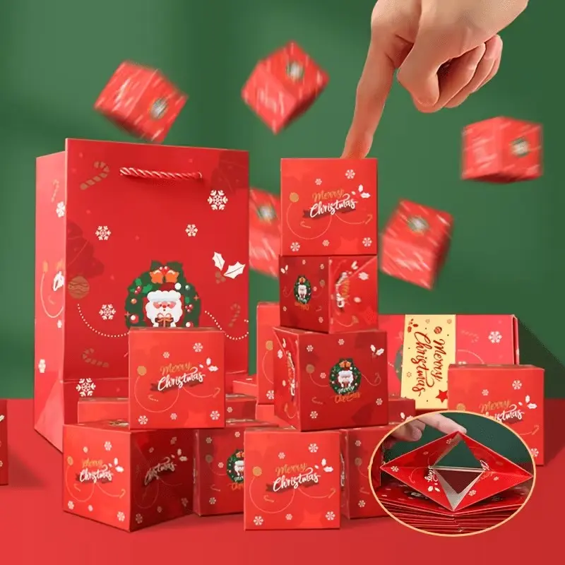 15 Piece Christmas Surprise Jumping Box, 12 Pop-Up Variations, Paper Craft Explosion Box for Cash Gifts, Holiday Decor for Festive Occasions