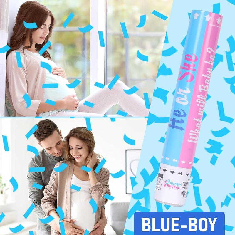 Gender Reveal Confetti Cannon - Set of 4 (2 Blue + 2 Pink) for Stunning  Gender Announcements,  Gender Reveal Cannon for Parties and Celebrations