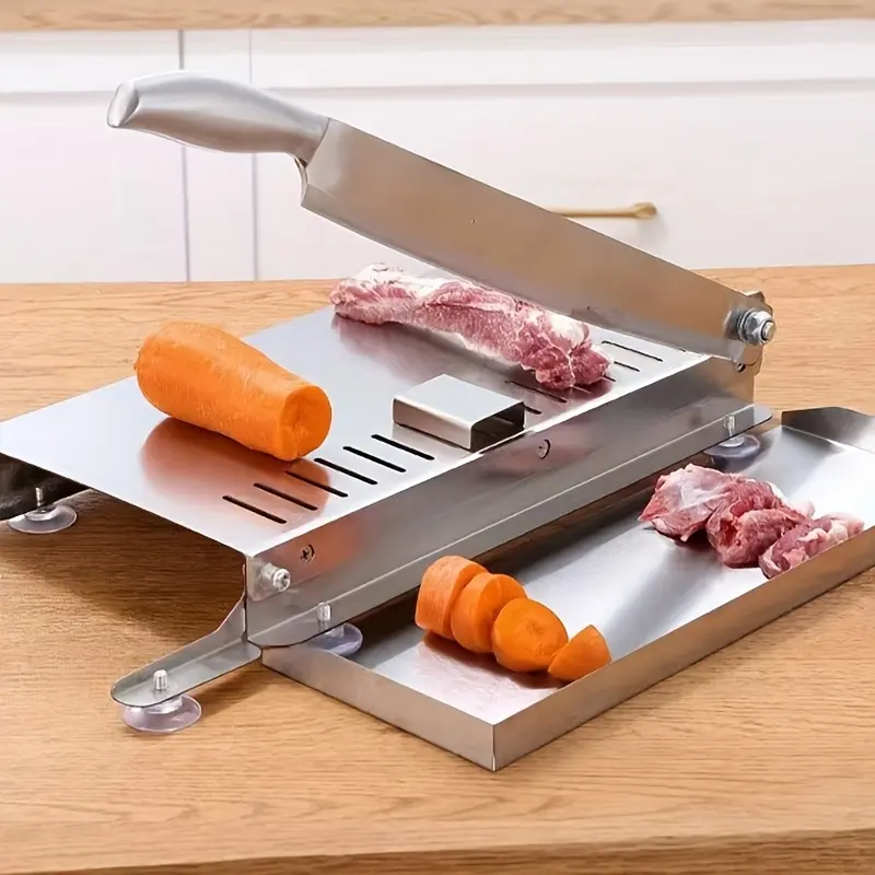 Stainless Steel Manual Slicer, Manual Frozen Meat Slicer, Meat Cutter, Stainless Steel Beef Slicer, Beef Roll, Vegetables, Bones, Easy to Clean for Home Use