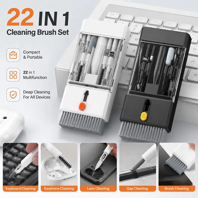22-In-1 Multi-Function Cleaning Kit for iPhone, AirPods, iPad, Digital Camera, PC, Keyboard, Phone Screen, Earphone Cleaning Tool