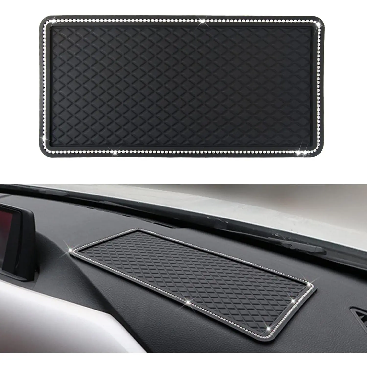 Dashboard Anti-Slip Rubber Pad,    Sticky Adhesive Mat | 11.8"x 5.9" Multifunctional Gripping Mat for Phones, , Sunglasses, ,  Devices