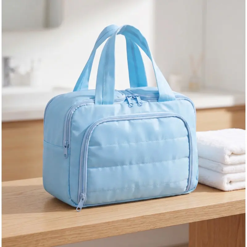 Women's Waterproof Cosmetic Pouch - Single-Handle Zipper Makeup Bag with Large Capacity for Vanity Organization, International Travel Beauty Storage Solutions