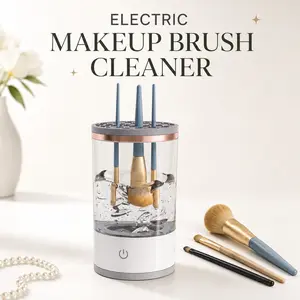 Electric Makeup Brush Cleaner, USB Rechargeable Automatic Makeup Brush Washer, Cosmetic Brush Cleaning Tool for Women,moon,july