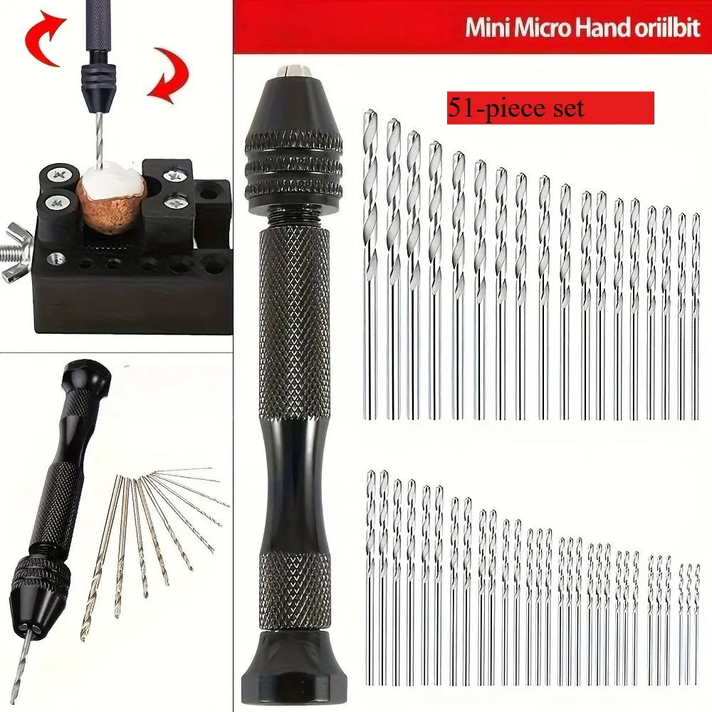 51-piece hand drill set,  rotary drill, suitable for wood, plastic and  handmade, Hand Drill Supplies, Diy Tools
