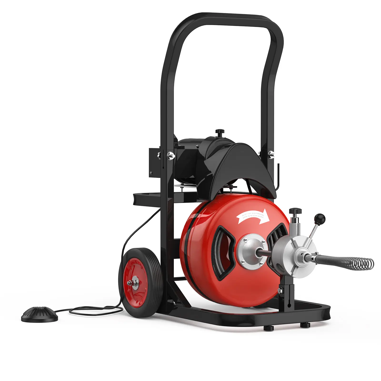 Professional Electric Drain Cleaner Machine, 450W Auto Feed Sewer Snake Auger with 75/100FT Steel Core Cable Options, 4 Cutters & Air Foot Switch, Heavy Duty Portable Plumbing Tool for 2 to 4 in Pipes, Kitchen Sink, Floor Drain, Toilet & Sewer Lines
