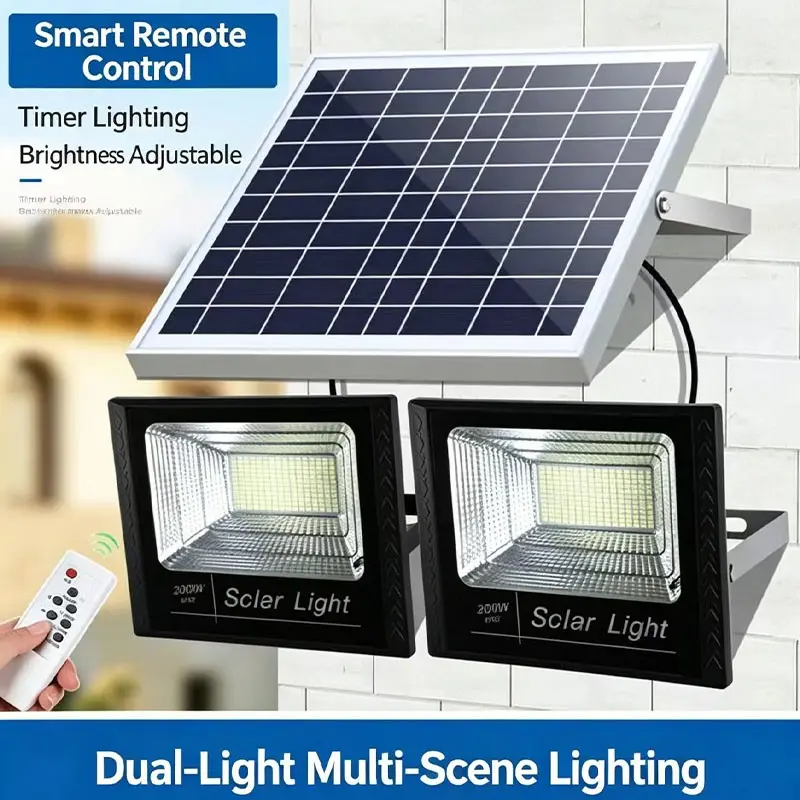 Waterproof Solar Light, Dual Head Solar Lamp, Remote Control Solar Lantern, Timed Solar Wall Light, Outdoor Garden Lighting