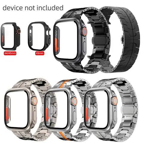 Men's Stainless Steel Metal Watch Band Smartwatch Straps for Apple Watch 49mm 46mm 45mm 44mm, Compatible with Iwatch Series 12 11 10 9 8 7 6 5 4 Ultra(Not for S12 Ceramic Edition) (Band Only)