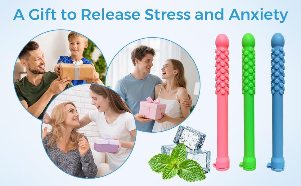 3PCS Chewable Breather with Pure Lock Flavor, Portable Chewable Breather Stick for Fresh Breath, Focus and Breathing Support, Chewable Oral Retainer, Ideal for Travel/Office/Car (Color A)