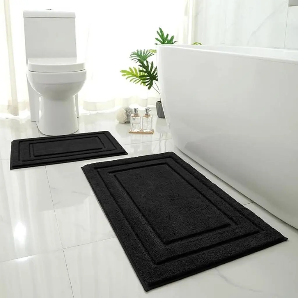2-Piece Round Bathroom Rug Set, Ultra Soft Absorbent Non-Slip Microfiber Washable Bath Mat Set, Home Decor Rugs