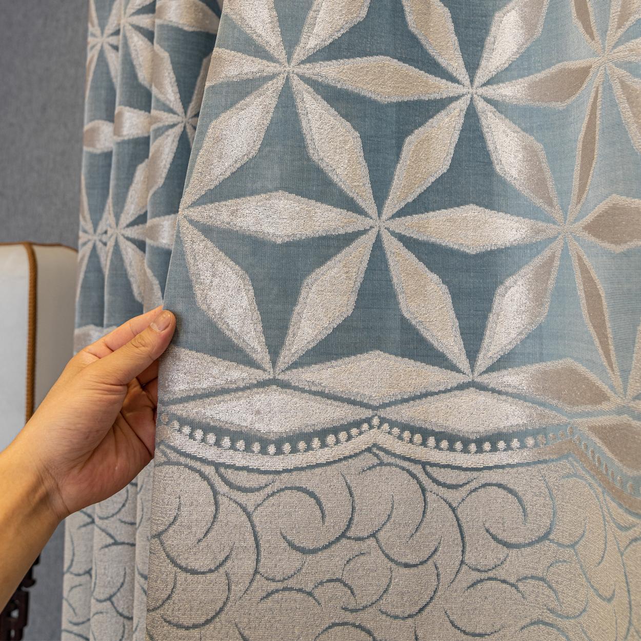 Geometric Pattern Window Curtain Panel, Easy Install Curtain, Modern Grommet Privacy Curtain for Living Room, Balcony, Bedroom and Restaurant, Home Decorative