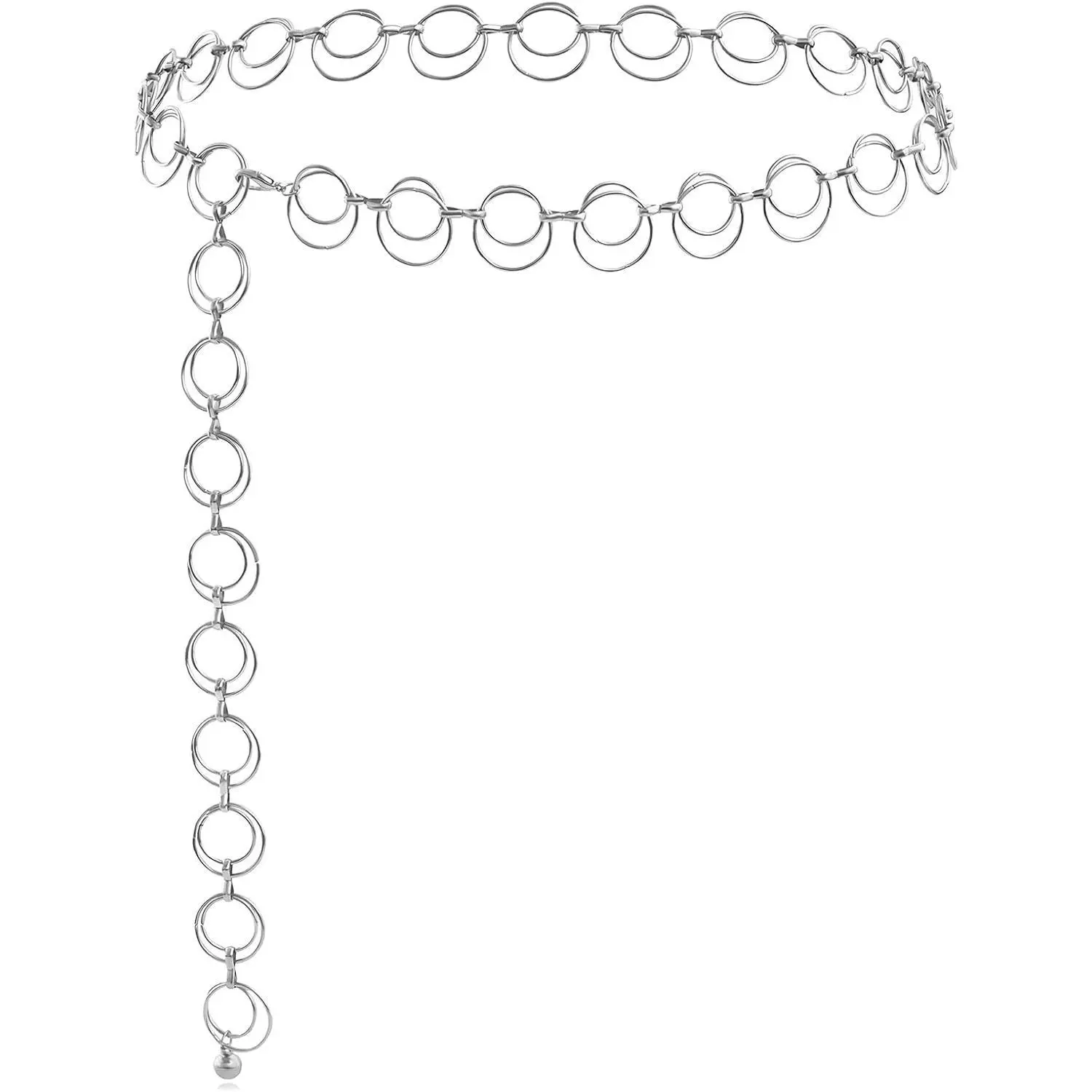EVKILKJS Waist Chain Belt for Women Metal O-Ring Adjustable Fashion Body Belly Link Belt Chain for Jeans Dress