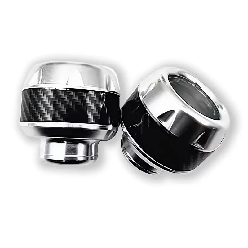 2pcs Motorcycle Electric Bike Aluminum Alloy Front Fork Cup Front Wheel Faux Carbon Fiber Anti-Fall Protection Ball CNC Body Decoration Front