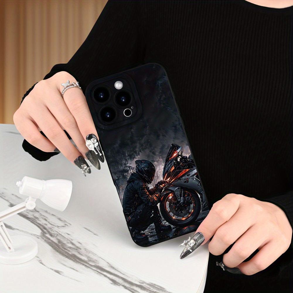 Creative Motorcycle Boy Pattern Shockproof Phone Case, Suitable for iPhone 17 Air/16 Plus/15 Pro Max/14 Pro/13/12/11/XS Max/X Phone Case, Ideal Gift for Family, Friends, Partners, Boyfriends Who Love Motorcycles, Best Choice for Holiday Gifts MS322