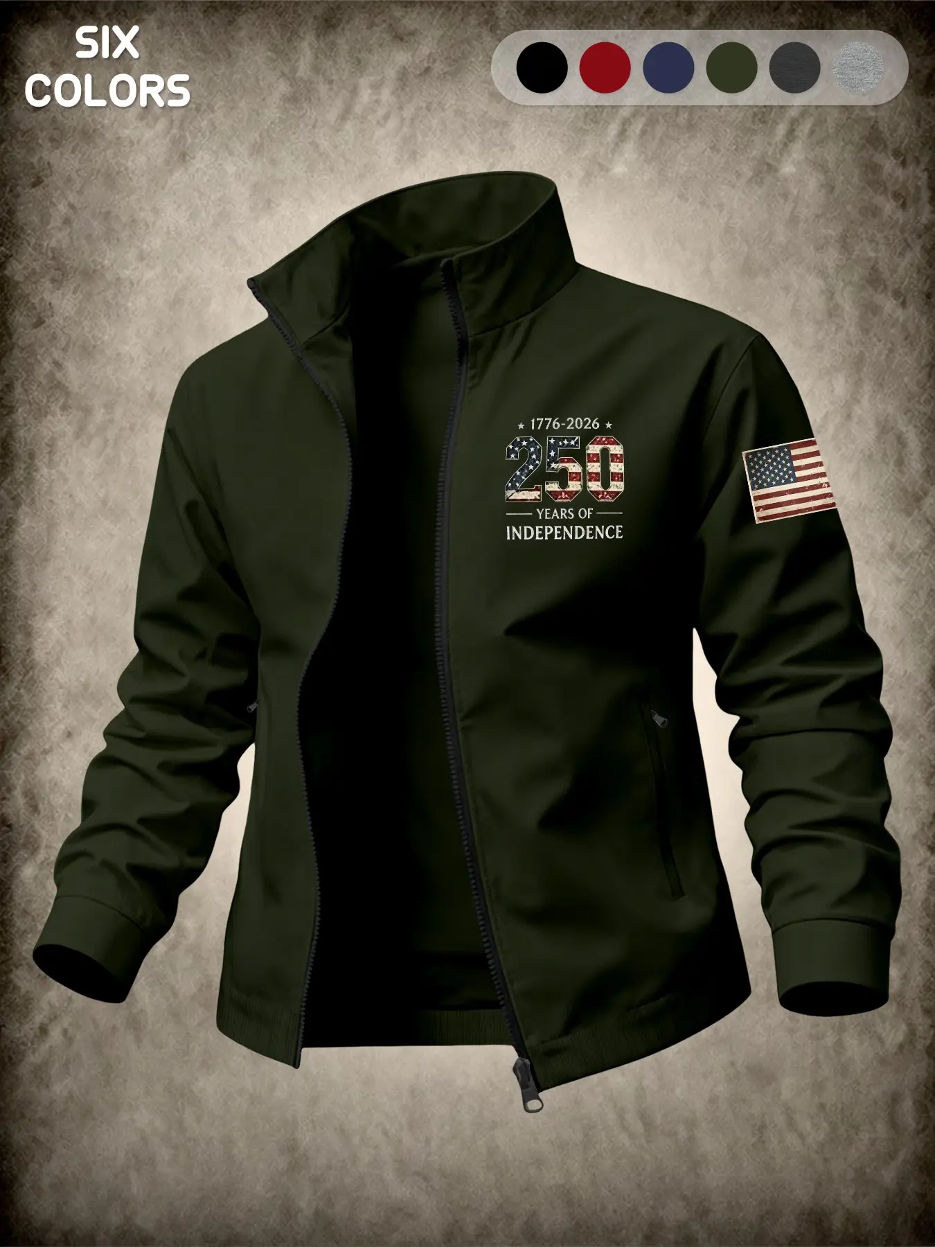 Men's Lapel Collar Long Sleeve Outerwear Jacket, Sporty Fitted Style, Breathable Zipper Design, Ideal Gift for Military Enthusiasts
