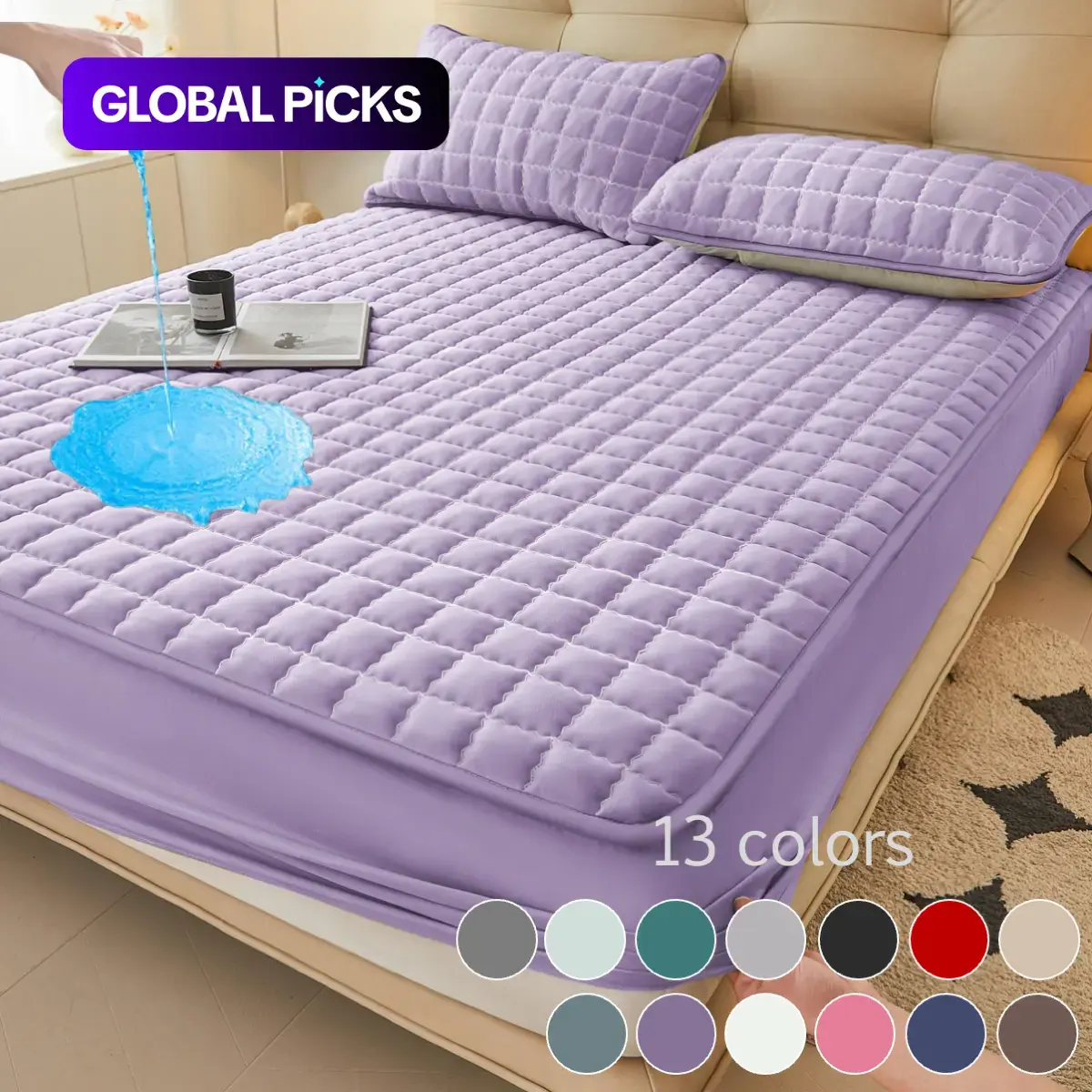 1 Piece Waterproof Mattress Protector, Fitted Sheet & Mattress Cover Set with Deep Pocket  Soft Noiseless Breathable Stain-Resistant Bed Cover, Machine Washable, Includes Pillowcases for Bedroom, Guest Room, Dorm, Kids, Pets, Elderly, Hotels