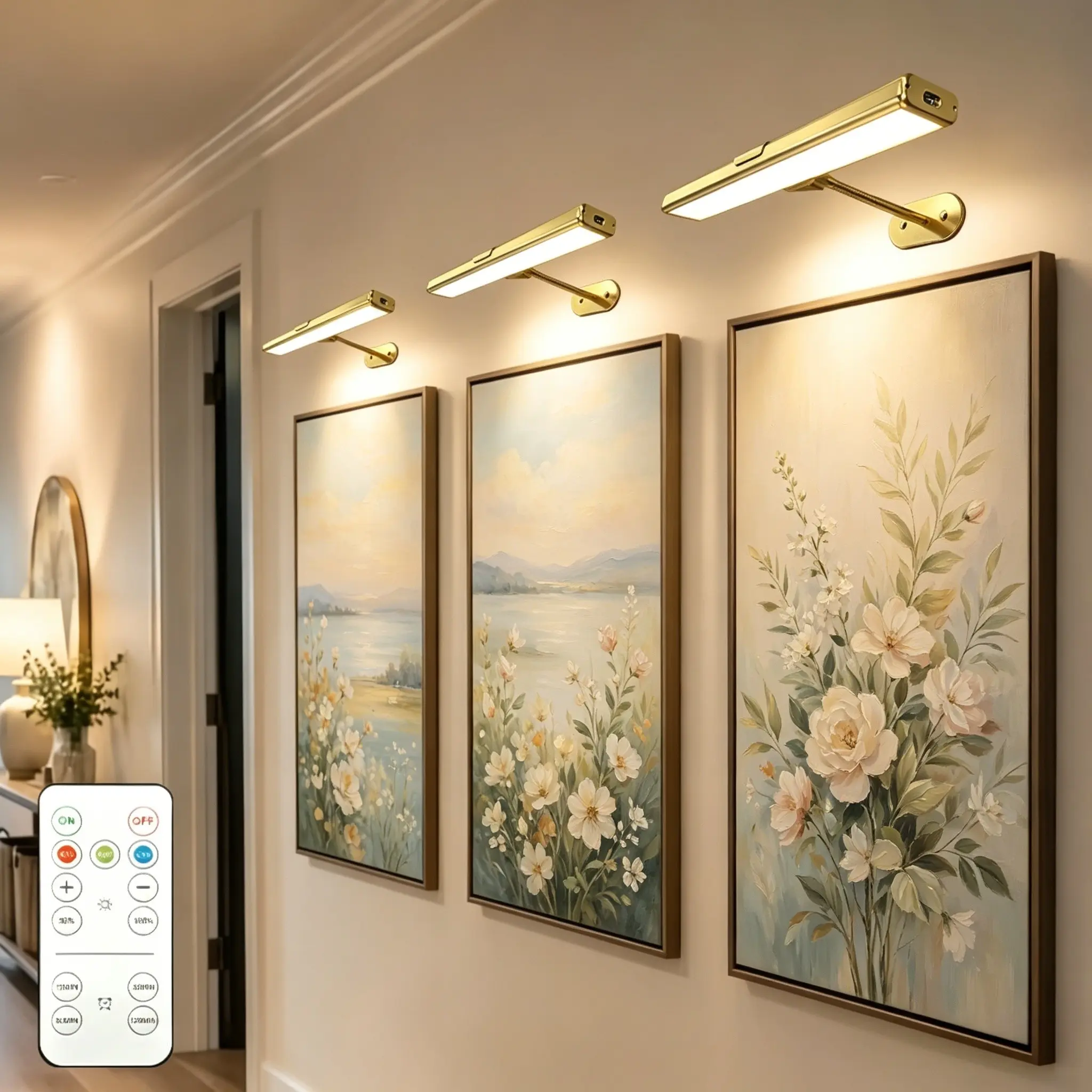 USB Powered Drawing Light, 13 Inch Wireless Charging, Adjustable Brightness, Remote Control, Timer, Ideal for Wall Art, Gallery, Portrait Lighting