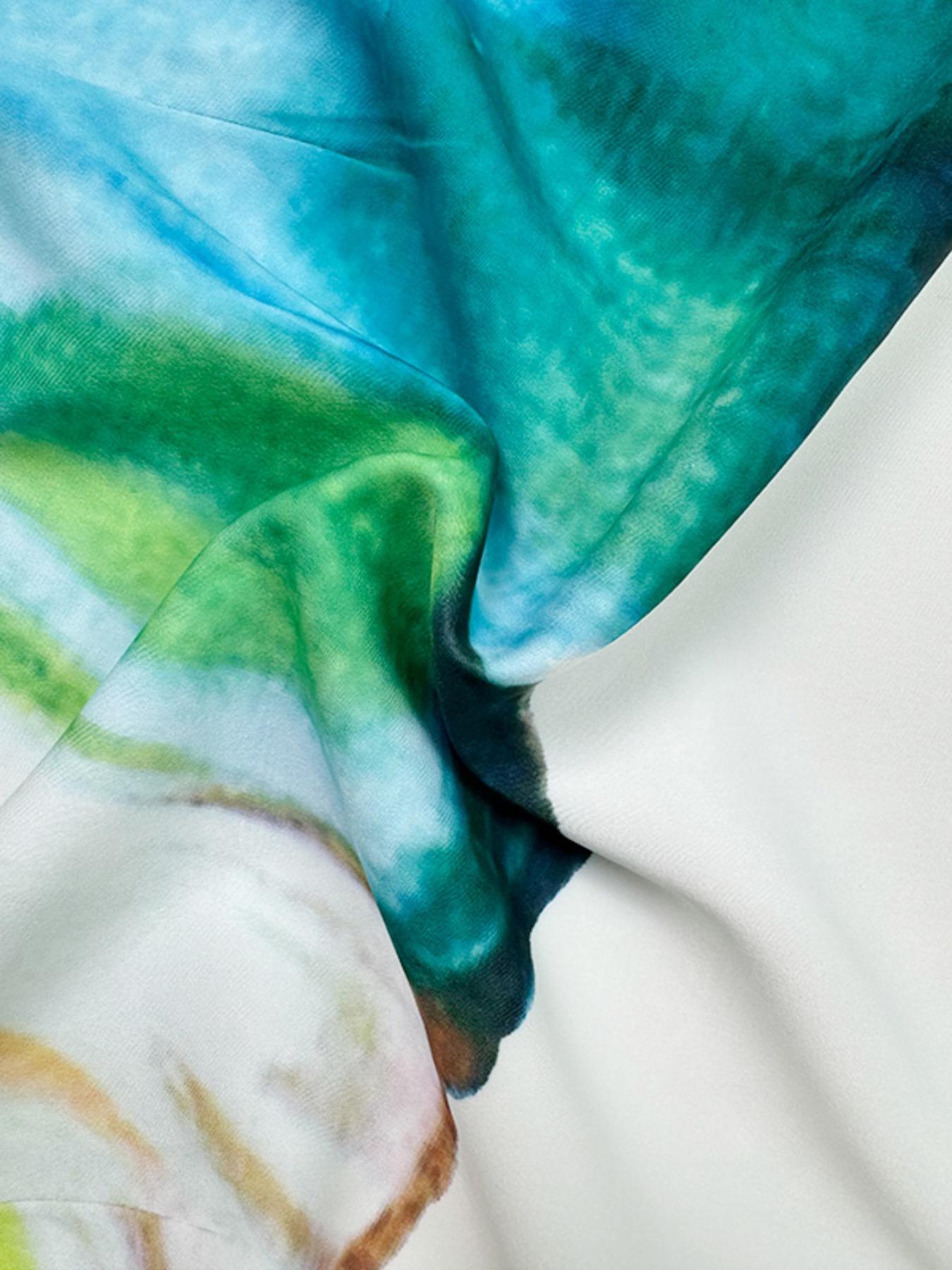 Women's Floral Print Asymmetrical Design Dress, Elegant Long Dress for Party Holiday Wedding Guest Gown, Ladies Summer Clothes