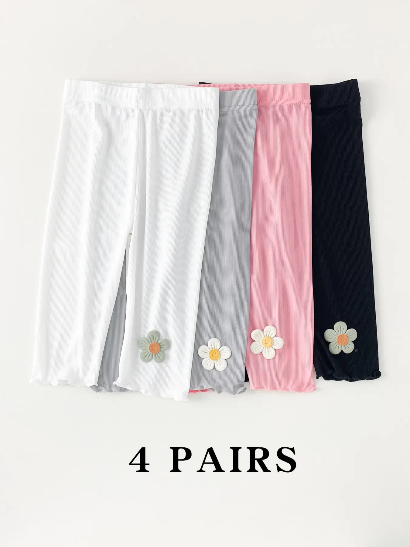 4 Pairs Soft Breathable 7-8 Length Casual Pants for Kids Girls tights - Perfect Summer Wear for Toddlers & Baby
