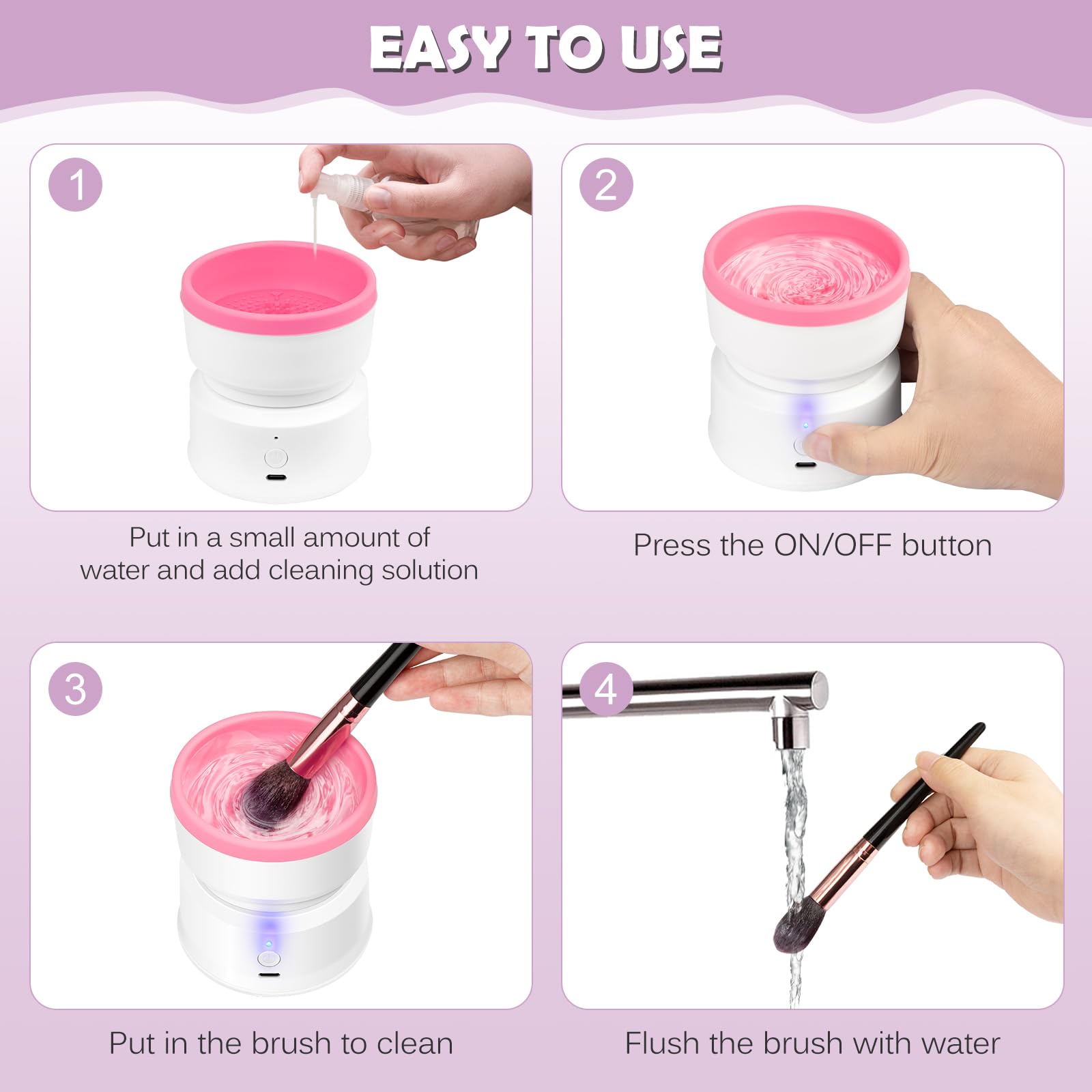 Electric Makeup Brush Cleaner, Rechargeable Makeup Brush Cleaner Machine, Cosmetic Brush Cleaner, Automatic Makeup Brush Cleaner