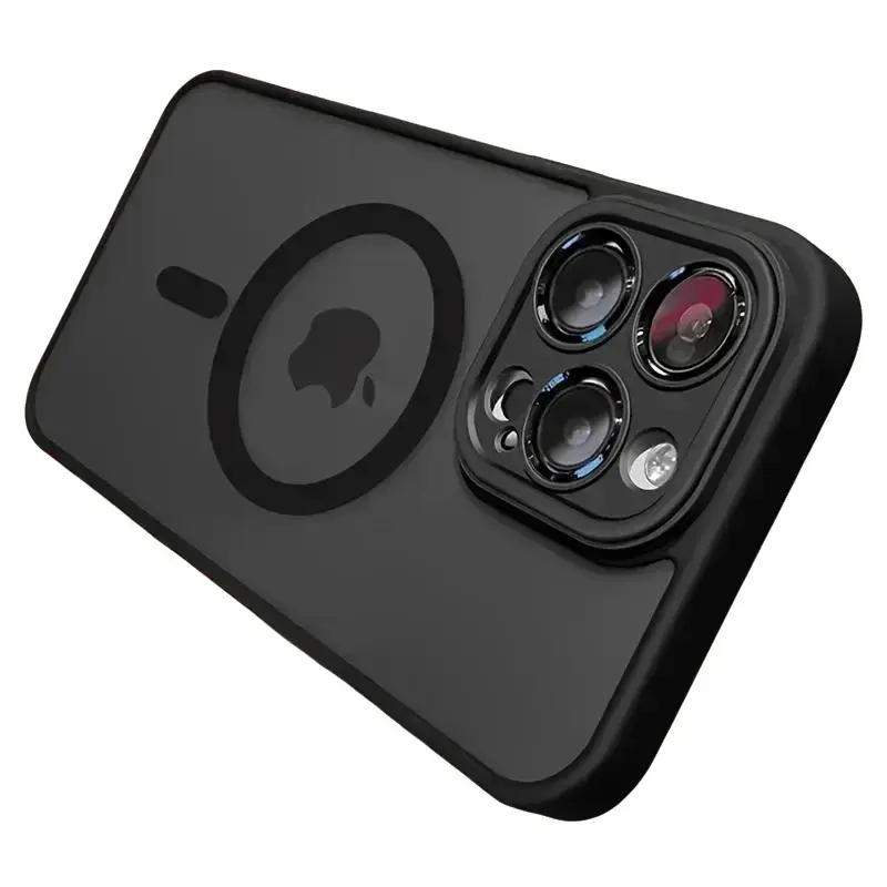 Luxury Magnetic Wireless Charging Phone Case for iPhone 17 16 15 14 13 12 11 Pro Max plus Matte Translucent Hard Pc Armor Shockproof Camera Lens Case