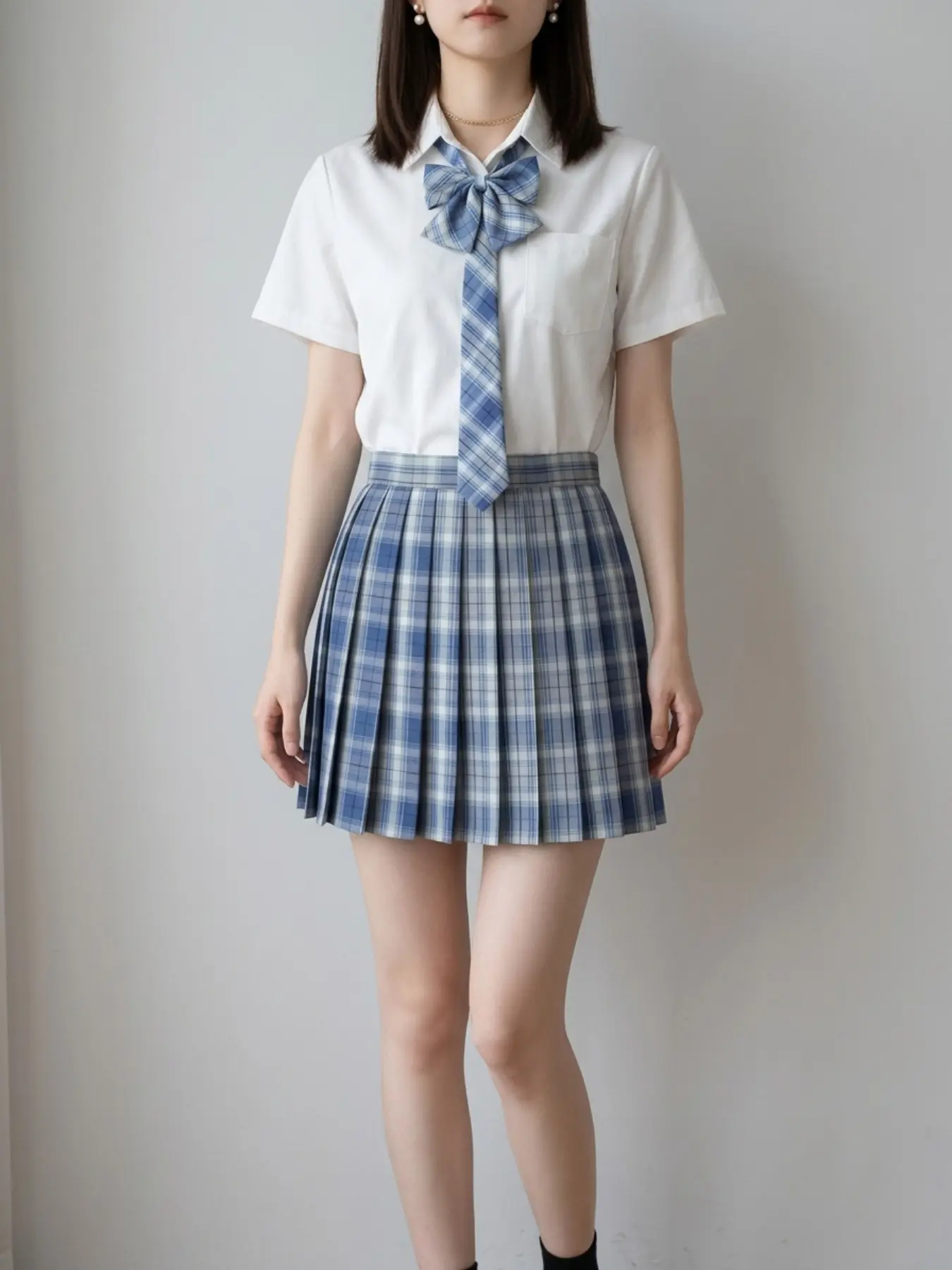Jk Uniform Plaid Skirt, Japanese School Style Pleated Half Skirt, High Waist Short Skirt, Soft Girl Student Uniform