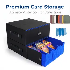Large Capacity Portable Card Storage Box, Durable PU Leather Material, Holds 1800 Cards, Ideal for Collectors & Gamers, Includes Gift Pack