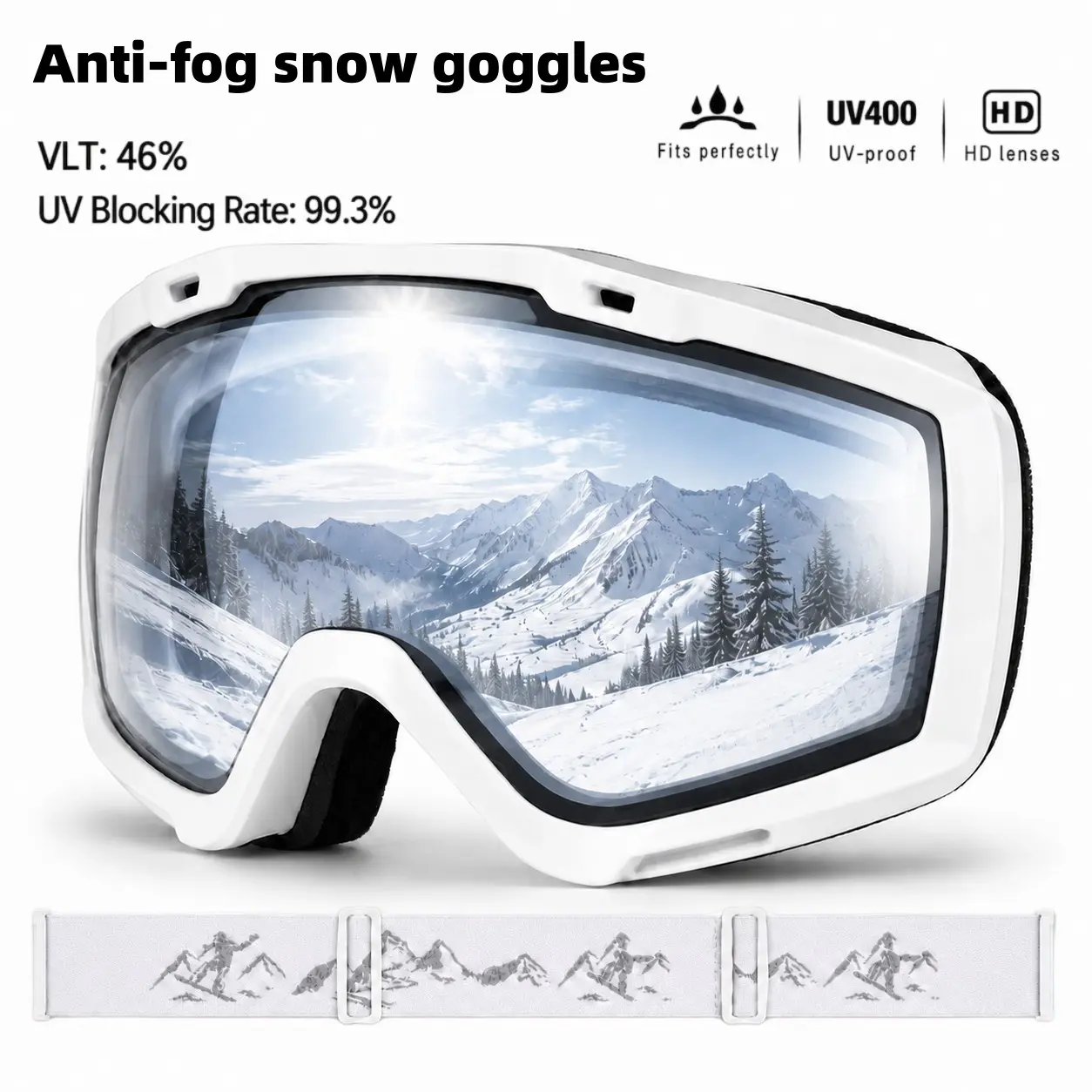 Professional Outdoor Ski Goggles, Anti-Fog Clear Lens, Windproof Sand Protection, Unisex Adult Sports Glasses, Hiking Safety Eyewear