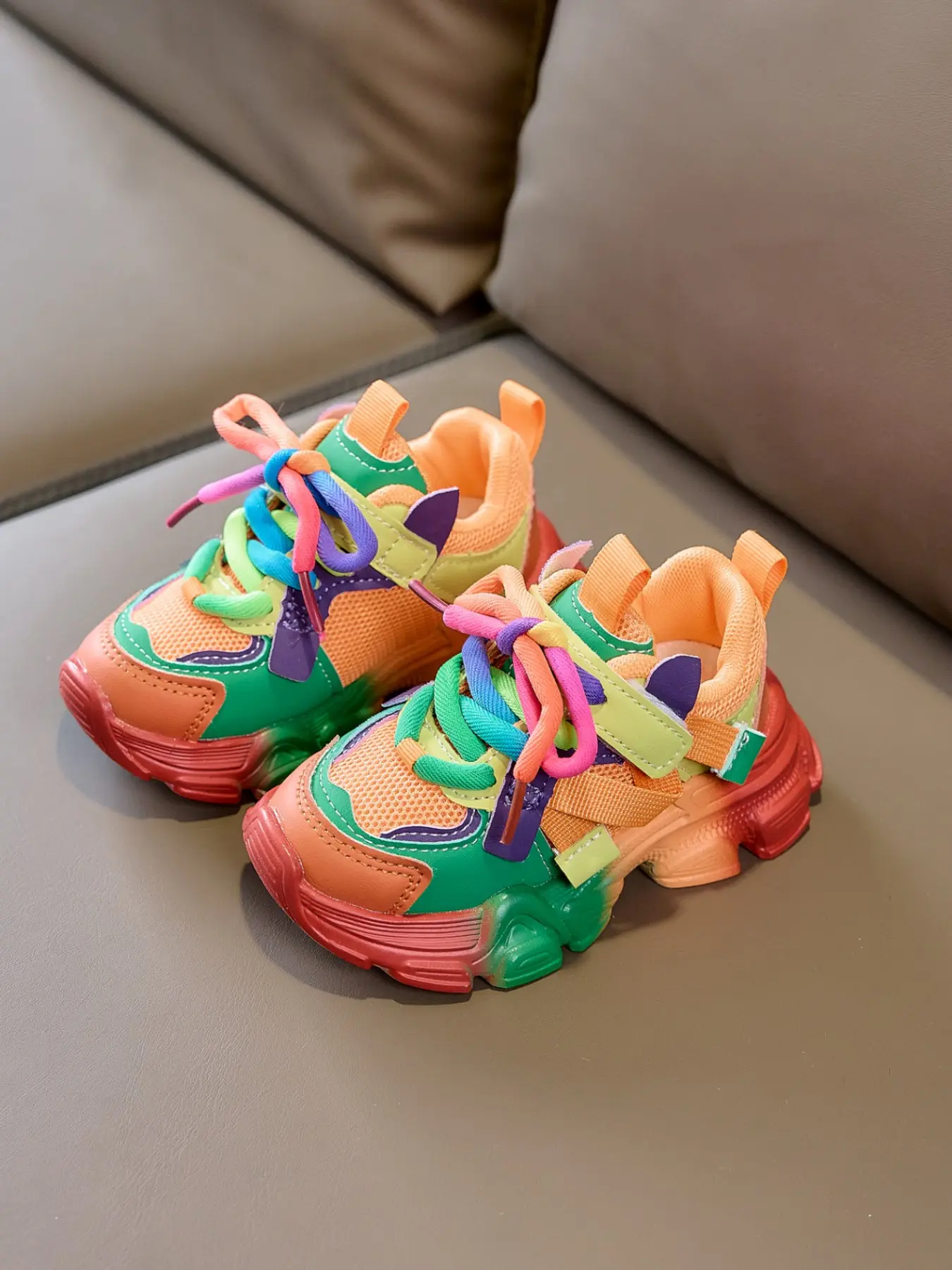 Kids Rainbow Colorful Sneakers 2026 Low Ankle Anti Skid Nonslip Trainers | Lightweight Non-Slip Sport Shoes for Toddlers Boys & Girls | Easy Strap Casual Low Top Running Shoes