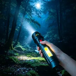 1PC Rechargeable Flashlight, Ultra-Bright High Lumen Flashlight with Digital Display,Adjustable & -Range Beam - LED Searchlight, Suitable for Home Power Outages, Car Repairs, Nighttime Outings, Fishing, Adventure Survival Tools