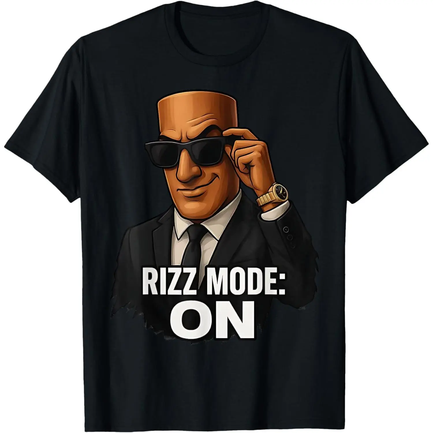 Women's "Tung Sahur Rizz Mode On" Meme Graphic T-Shirt - 100% Soft Cotton, Casual Short Sleeve Crew Neck, Basic Fashion Menswear, Machine Washable Summer Streetwear Top