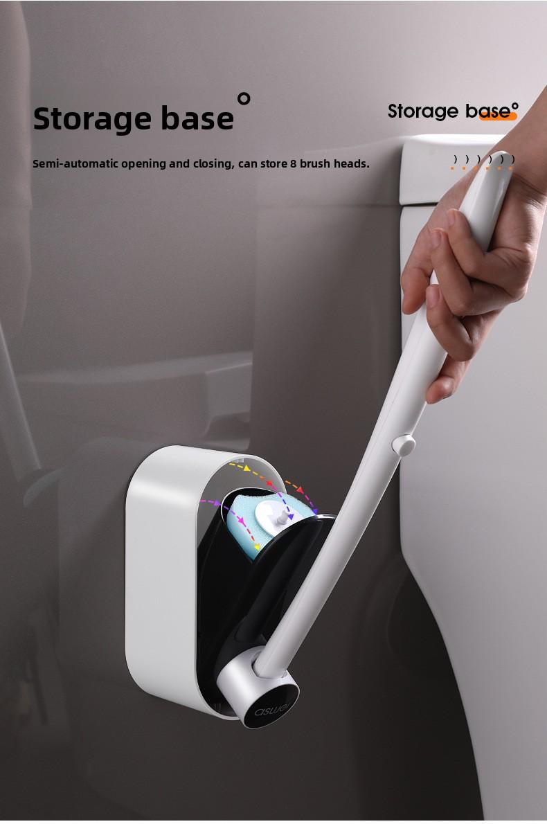 Disposable Toilet Brush with Holder, Deep Clean Toilet Scrubber with Replacement Heads, Quick Clean Toilet Brush for Bathroom, No Drilling