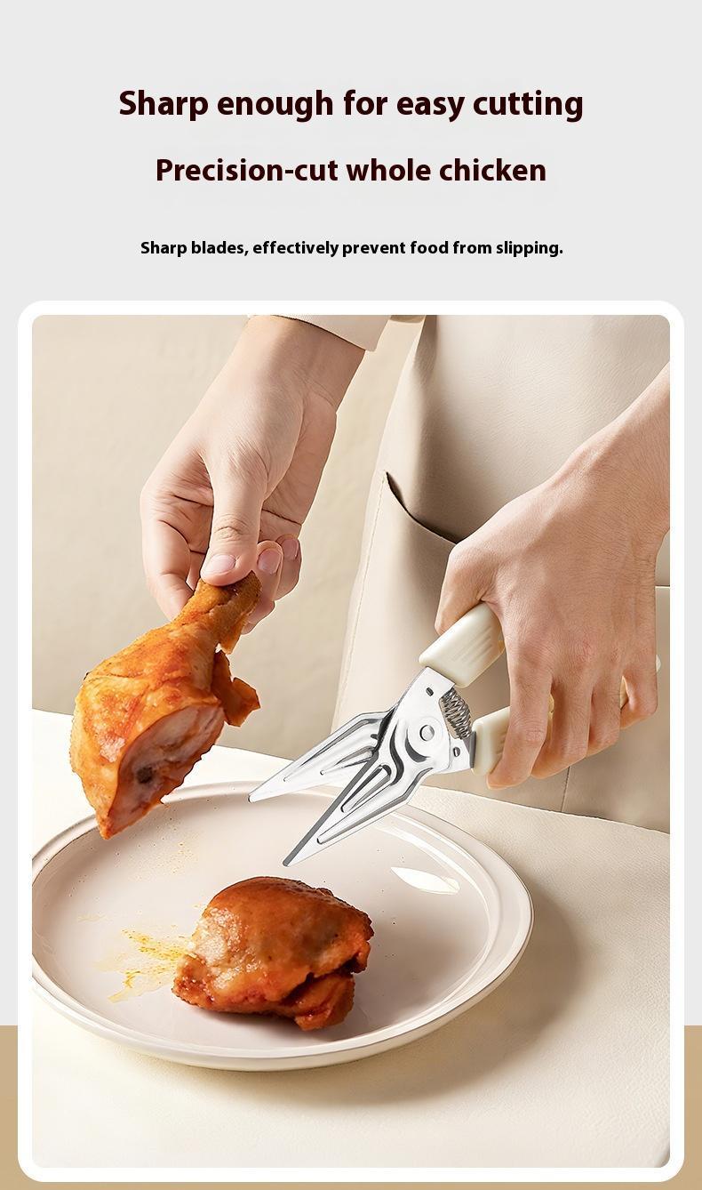 Multifunctional Labor-saving Kitchen Shear, Spring Assisted with Detachable Magnetic Cover, Heavy Duty Stainless Steel Cooking Scissors for Chicken, Meat, Seafood, Bone Cutting