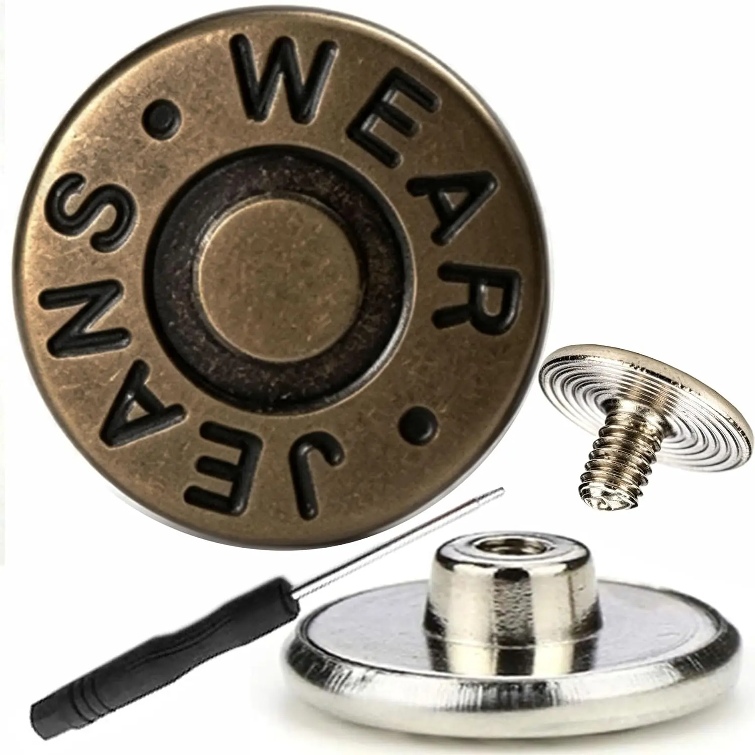 12 count 20mm Metal Jeans Button