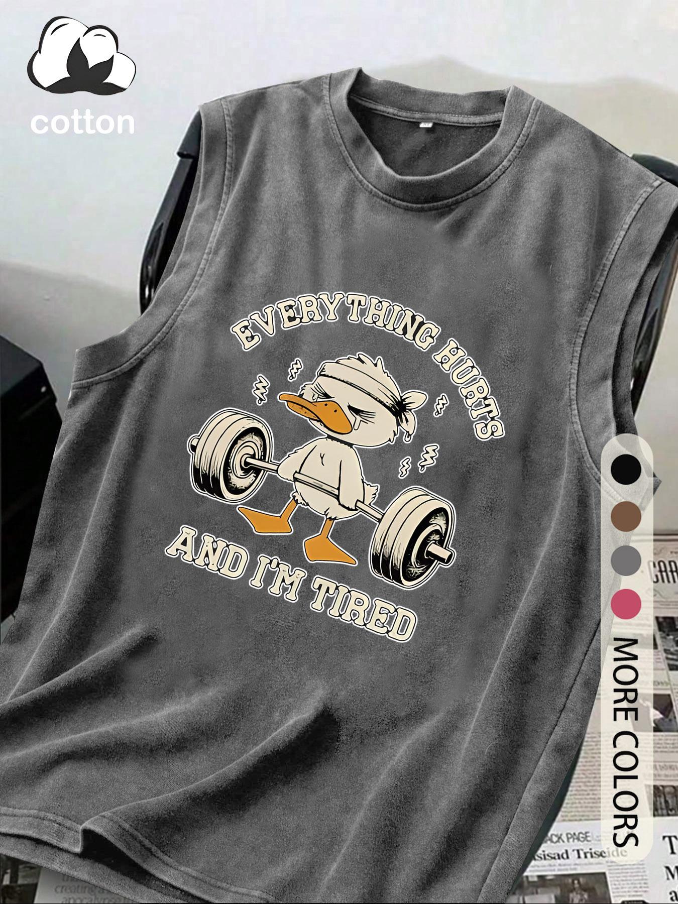 Cotton Retro Distressed Men's Tank Top Round Neck Stylish Sleeveless Shirt, Trendy Summer Apparel for Men