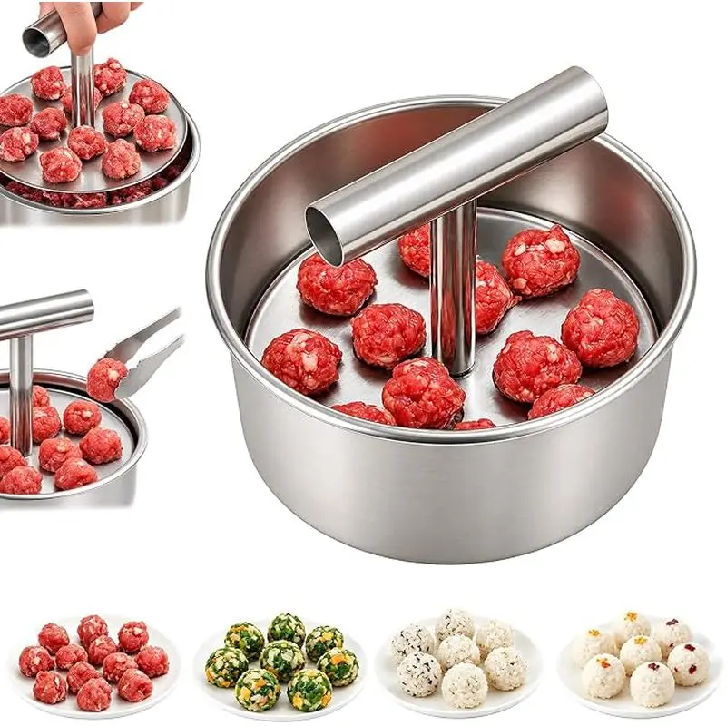 2027 Upgrade 612 Ball Manual Meatball Maker Tool Stainless Steel Meatball Making Mold Home Cooking Tool Quick Easy Meatball Making Tool for Uniformly Shaped Meatballs 12 Holes