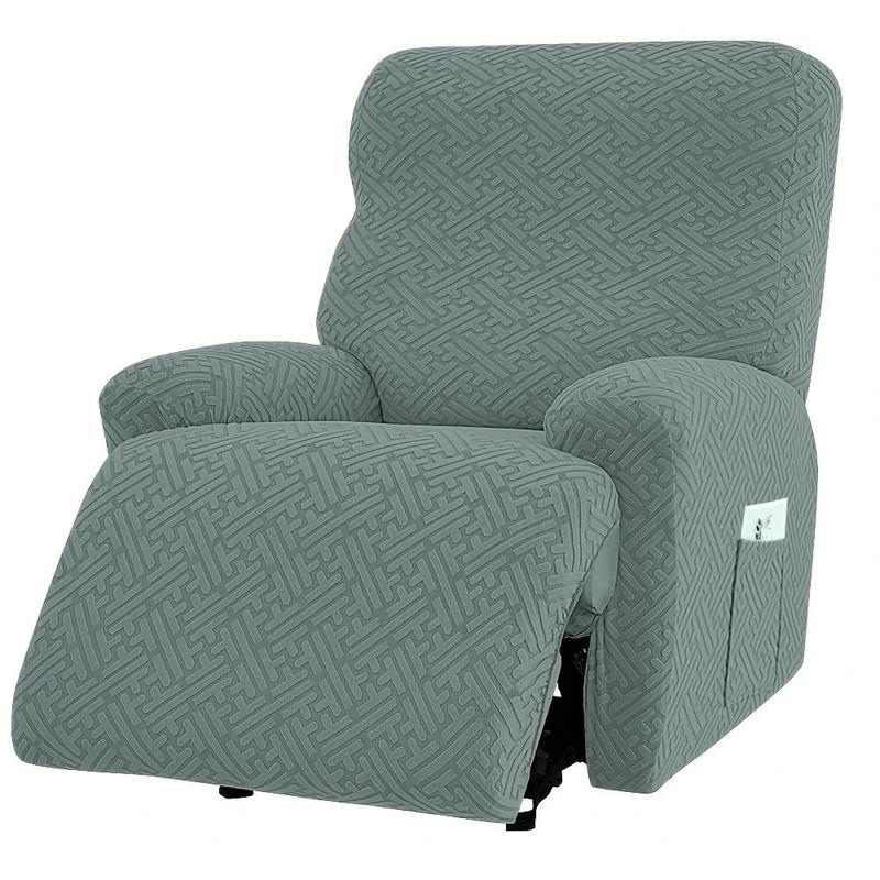 1/2/3 Seater Solid Color Elastic Washable Recliner Cover, Stretch Jacquard Armchair Covers Couch Slipcover With Pocket for Home Living Room Office
